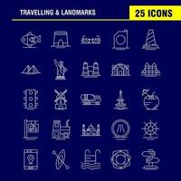 Travelling And Landmarks Line Icon for Web Print and Mobile UXUI Kit Such as Fish Sea Food Snapper Food Arch Landmark Travel Pictogram Pack Vector