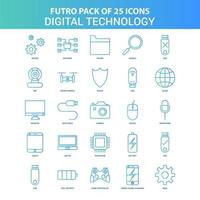 25 Green and Blue Futuro Digital Technology Icon Pack vector