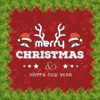 Merry Christmas card with red background and typography vector