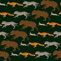 Vector seamless pattern with wild animals, running after each other.