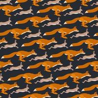 Vector seamless pattern with hares and foxes, running after each other.