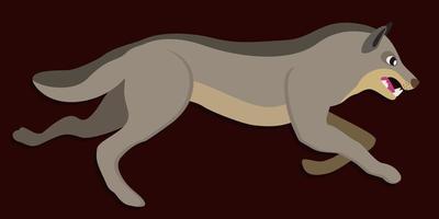 Running wolf. Vector illustration on dark brown background.