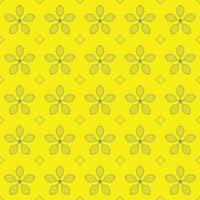 repeated line flowers and boxes on yellow background pattern vector design