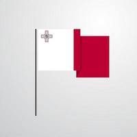 vector de diseño de bandera ondeante de malta