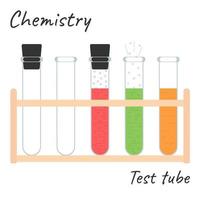 Vector illustration. Chemical tableware, tripod with test tubes.