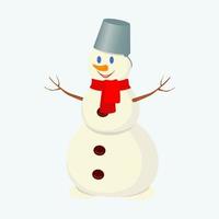 Vector illustration. Cute snowman on a blue background