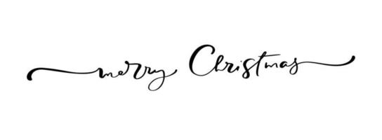 Merry Christmas hand lettering calligraphy text isolated on white background. Vector holiday illustration element Quote. Xmas script calligraphic phrase