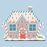 Advent calendar in a gingerbread house vector