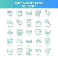 paquete de 25 iconos de entrega de futuro verde y azul vector