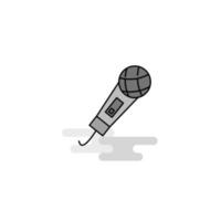 Microphone Web Icon Flat Line Filled Gray Icon Vector