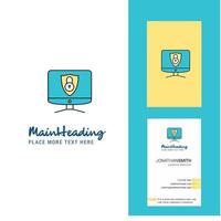 Computer protected Creative Logo and business card vertical Design Vector