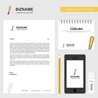 Paint brush Business Letterhead Calendar 2019 and Mobile app design vector template