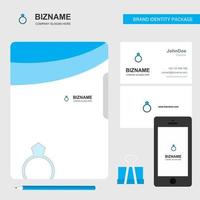 tarjeta de visita de portada de archivo de logotipo de empresa de anillo e ilustración de vector de diseño de aplicación móvil