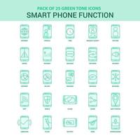 25 conjunto de iconos de funciones de teléfono inteligente verde vector