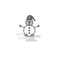 Snowman Web Icon Flat Line Filled Gray Icon Vector