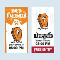 diseño de invitación de feliz halloween con vector de ataúdes