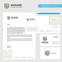Document downloading Business Letterhead Envelope and visiting Card Design vector template