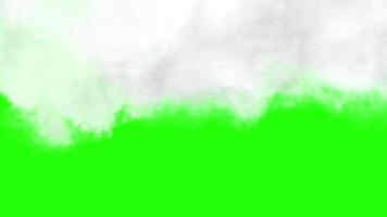 Animation von dicken Wolken, die vom Wind getragen werden, weiße Wolken mit grünem Hintergrund video