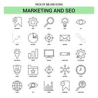 Marketing and SEO Line Icon Set 25 Dashed Outline Style vector