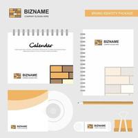 Bricks wall Logo Calendar Template CD Cover Diary and USB Brand Stationary Package Design Vector Template