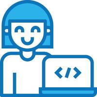 developer coding programmer software development - blue icon vector