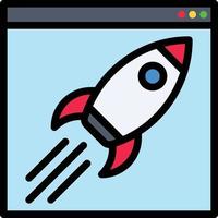 acelerar el tráfico del sitio web de la nave espacial de Internet - icono de contorno lleno vector