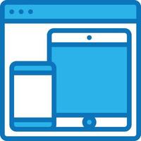 platform cross multiple software development - blue icon vector