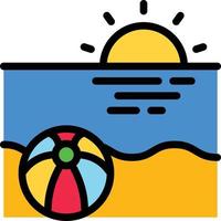 summer sun rise shine beach - filled outline icon vector