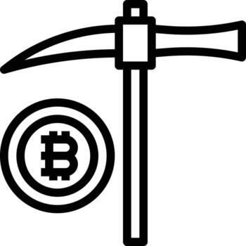 bitcoin mining digital computer - outline icon vector