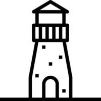 arquitectura del faro y guía de orientación de la torre de los edificios de la ciudad - icono de contorno vector