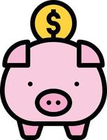 saving pig piggy bank - filled outline icon vector