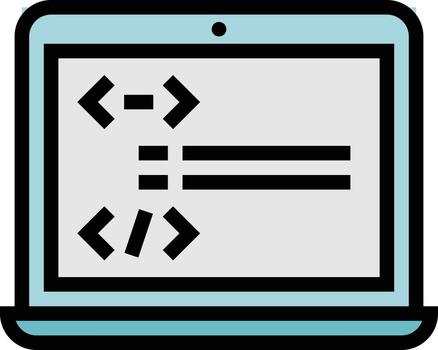 programming coding structure software development - filled outline icon vector
