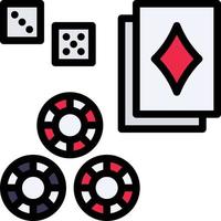 gambling casino cards chip bet - filled outline icon vector