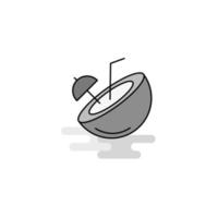 vector de icono gris lleno de línea plana de icono web de coco