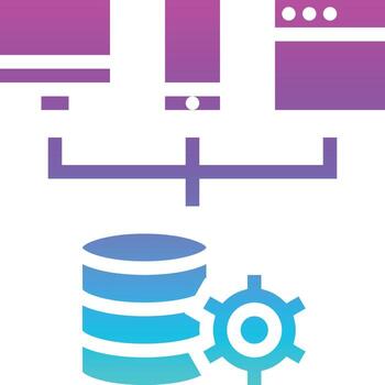 desarrollo de software de plataforma de base de datos de servicio web - icono sólido degradado vector