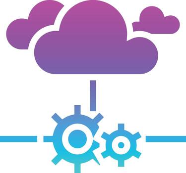 cloud service server software development - gradient solid icon vector