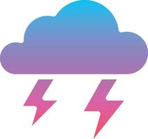 thunder strom rain cloud spark - gradient solid icon vector