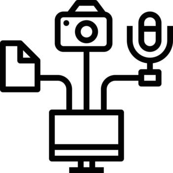 multimedia devices connect file computer - outline icon vector