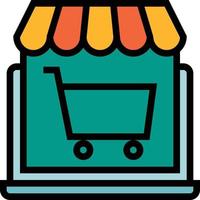 ecommerce cart shopping software development - filled outline icon vector