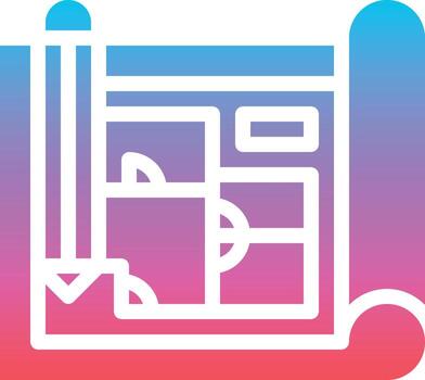 blueprint construction build - gradient solid icon vector