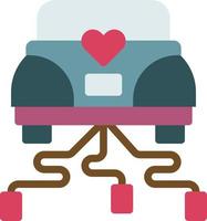 coche transporte vehículo amor corazones boda automóvil transporte amor y romance - icono plano vector