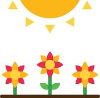 spring sun rise shine garden - flat icon vector