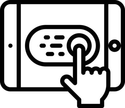 usability tablet mobile button click touch - outline icon vector