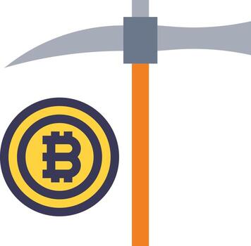 bitcoin mining digital computer - flat icon vector