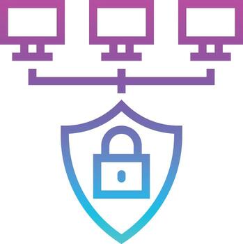 network safety protected software development - gradient icon vector