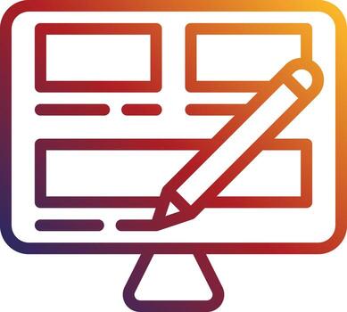 Edición de gráficos de computadora de diseño web - icono de degradado vector