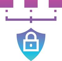 network safety protected software development - gradient solid icon vector