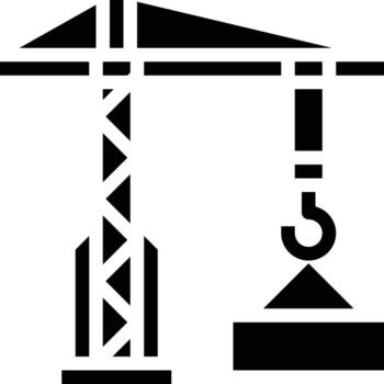 crane construction hook tool - solid icon vector