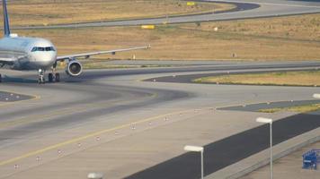 FRANKFURT AM MAIN, GERMANY JULY 19, 2017 - Lufthansa Airbus 320 taxiing after landing at 07L. Fraport, Frankfurt, Germany video