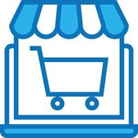 ecommerce cart shopping software development - blue icon vector